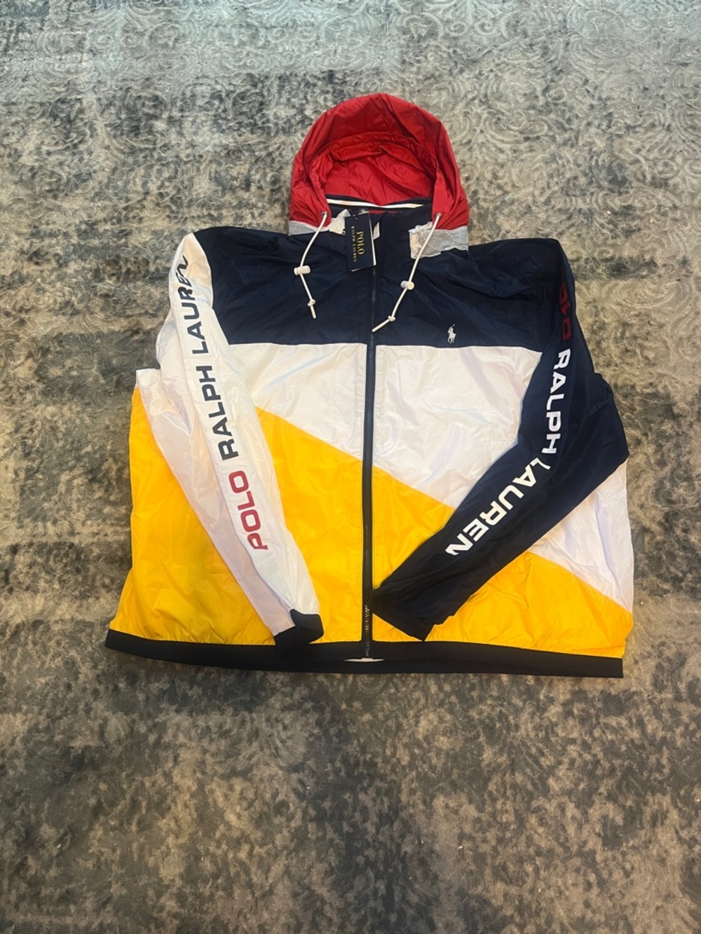 Polo by Ralph Lauren Red Navy White Colorblock Windbreaker Jacket